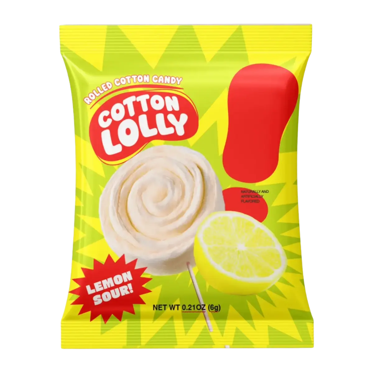 Cotton Lolly Rolled Cotton Candy Lemon Sour 6G 1