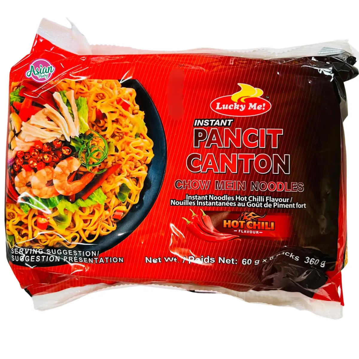Lucky Me! Pancit Canton Hot Chilli Instant Stir-Fried Noodles 1