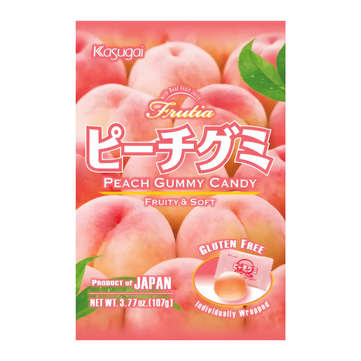 Kasugai Peach Gummy Candy 107G 1