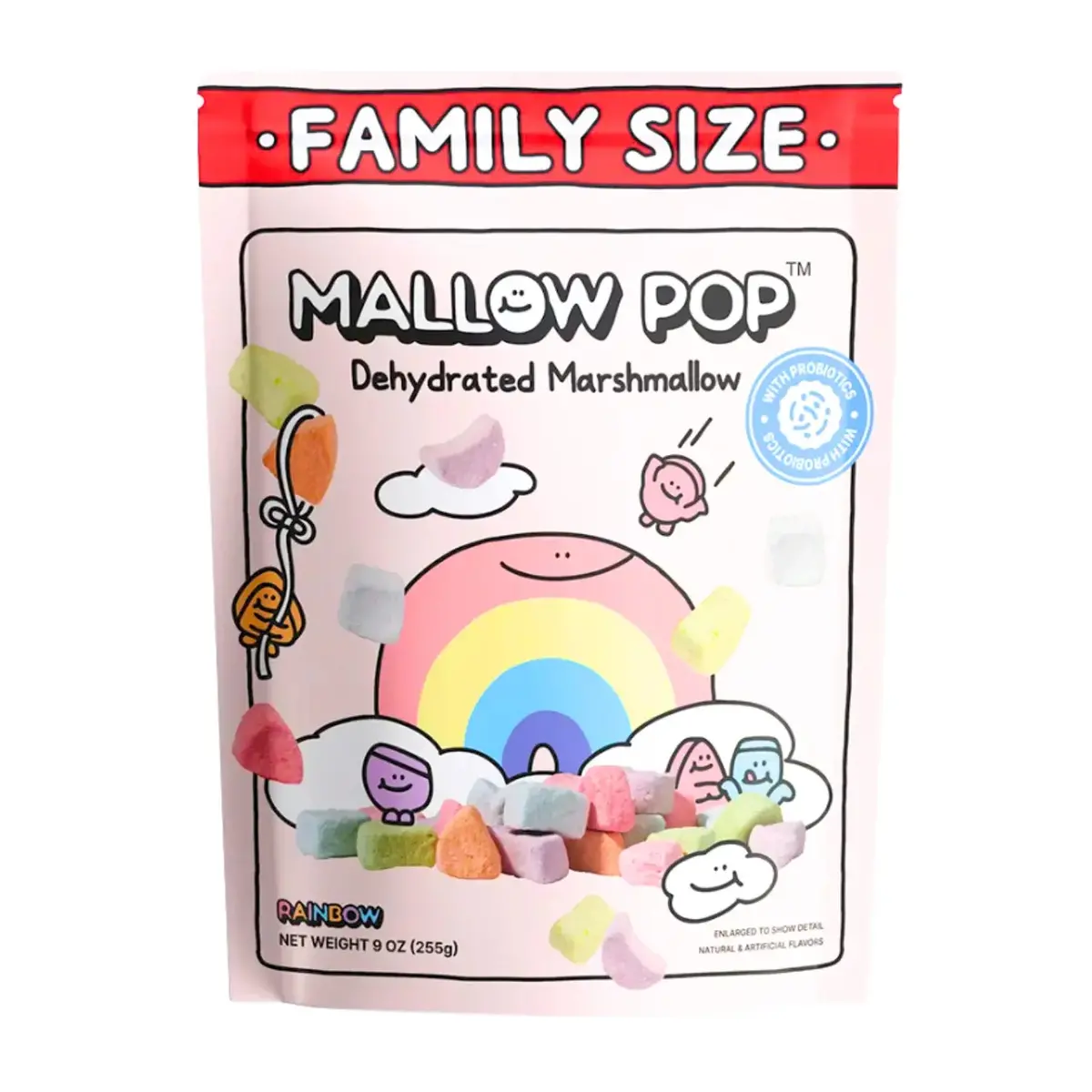 Mallow Pop Rainbow Dehydrated Marshmallows With Probiotics Family Size 255G 1