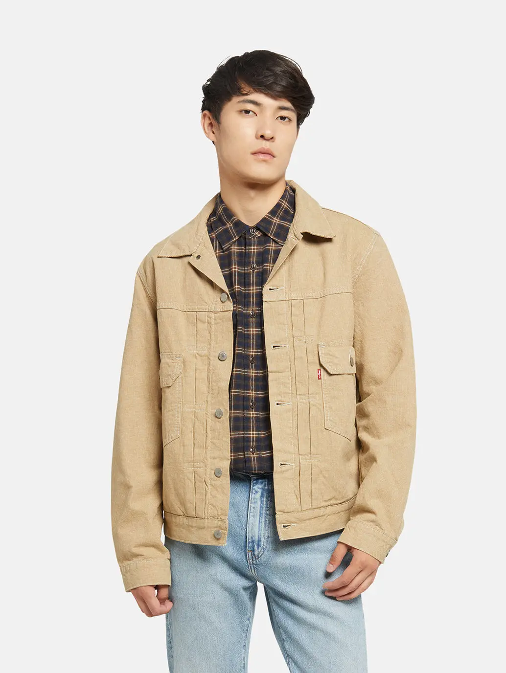 Men's Solid Khaki Relaxed Fit Jacket 1