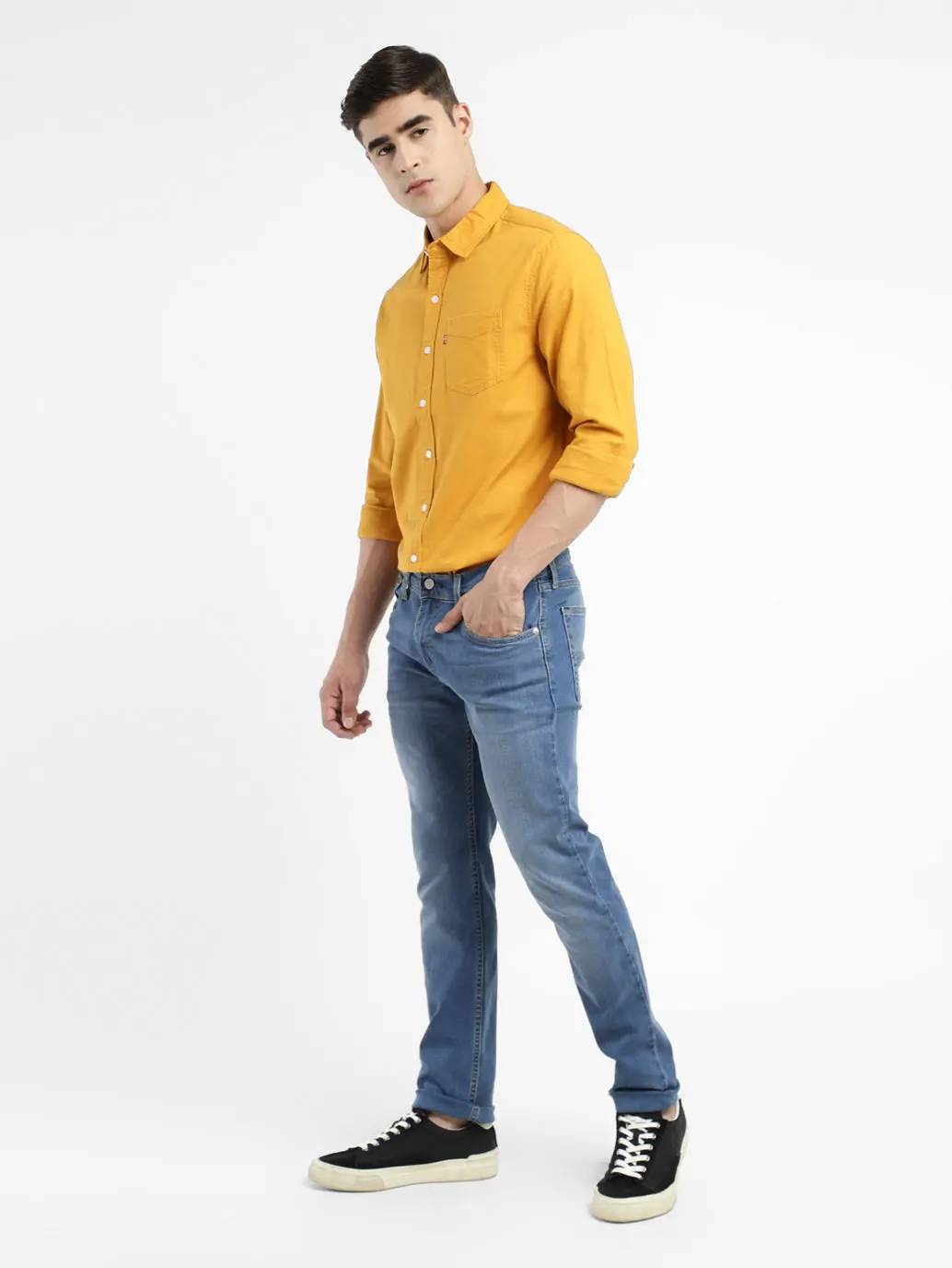 Men's 65504 Blue Skinny Fit Mid Rise Jeans 1