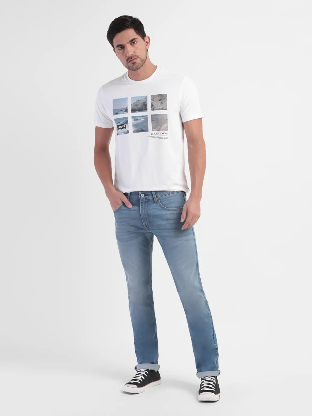 Men's 65504 Blue Skinny Fit Mid Rise Jeans 1