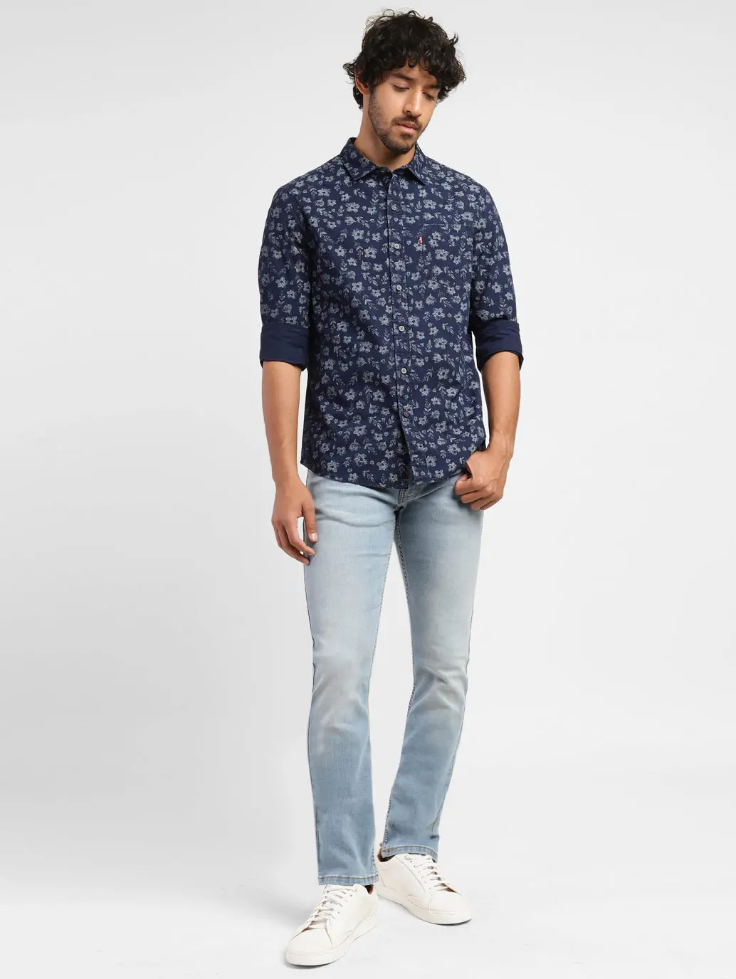Men's 65504 Blue Skinny Fit Mid Rise Jeans 1