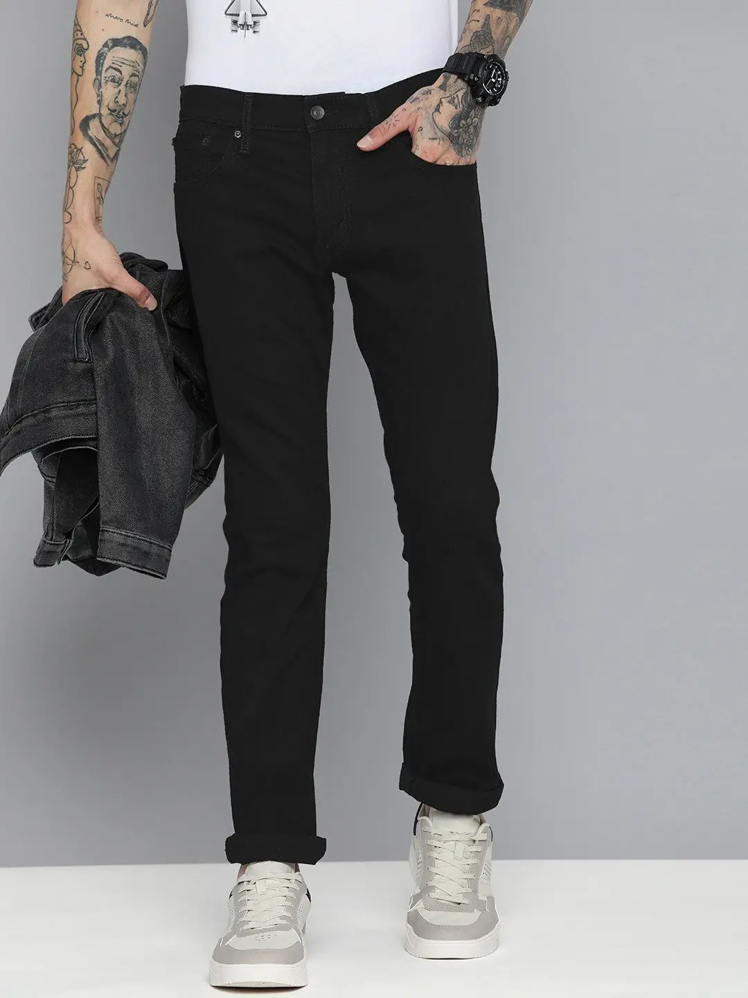 Men's 65504 Black Skinny Fit Mid Rise Jeans 1