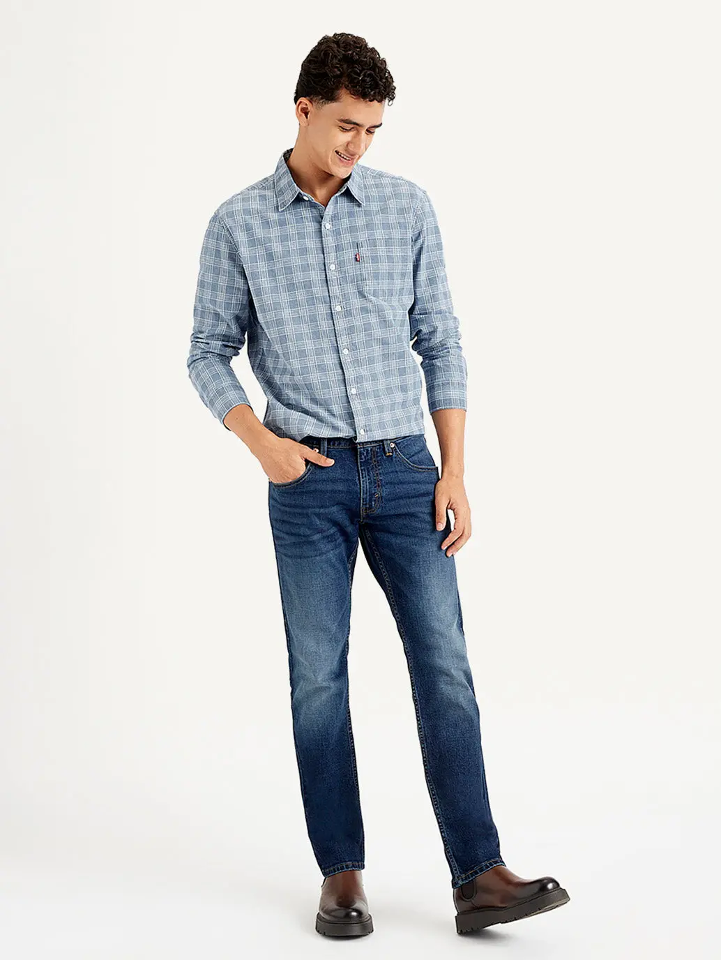 Men's 65504 Blue Skinny Fit Mid Rise Jeans 1