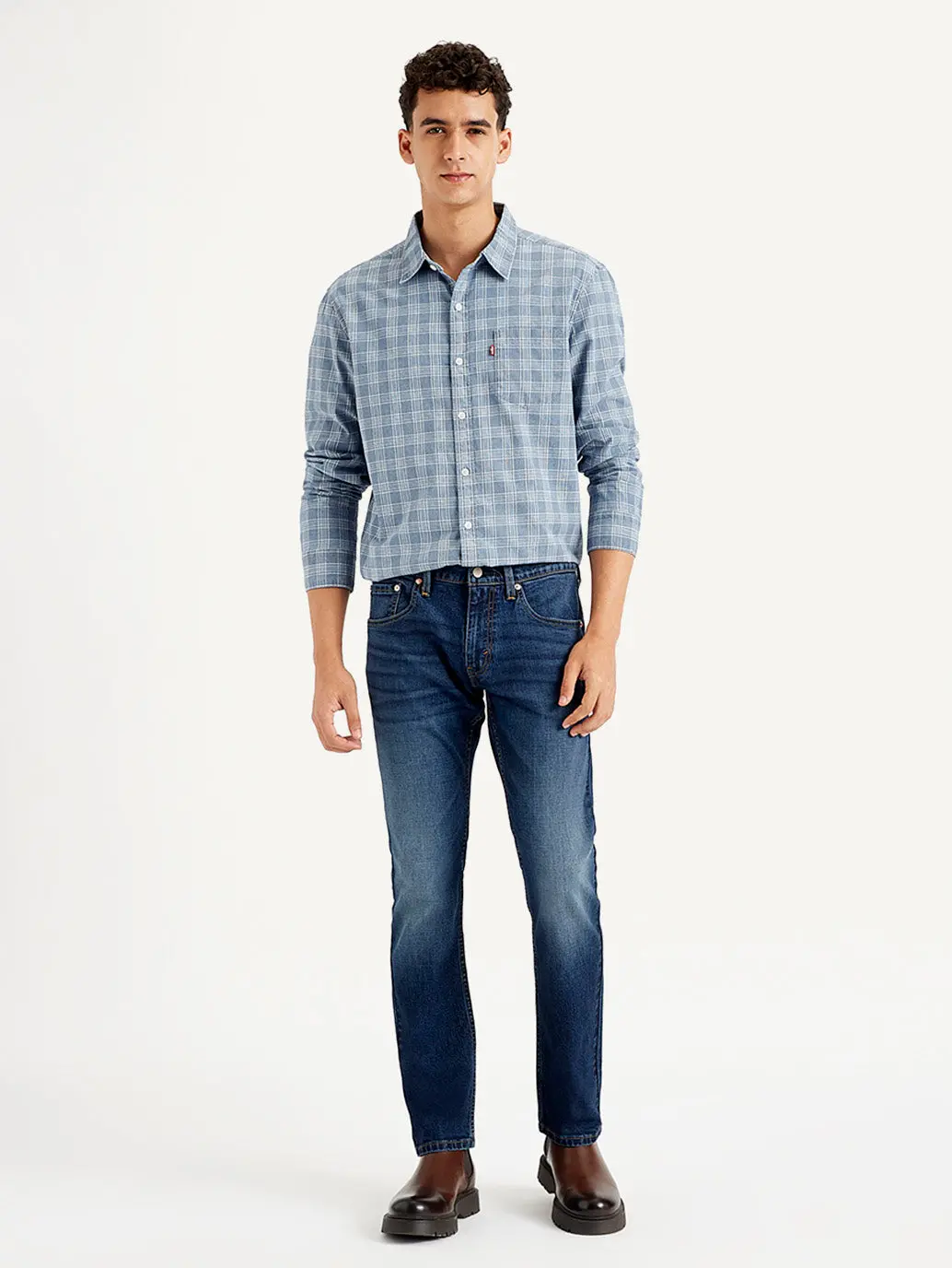 Men's 65504 Blue Skinny Fit Mid Rise Jeans 4