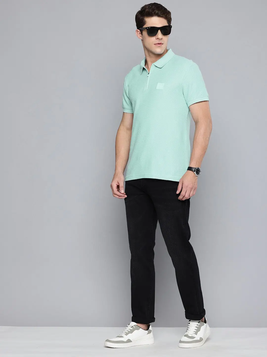 Men's Textured Slim Fit Polo T-Shirt 1