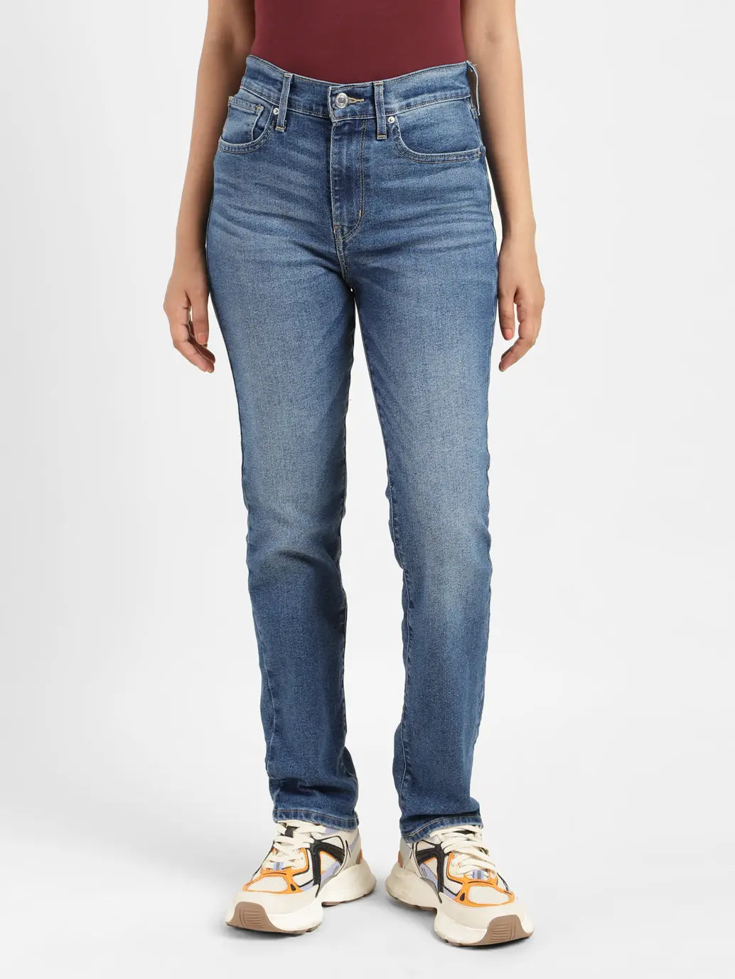 Women's 724 Blue Slim Straight Fit High Rise Jeans 1