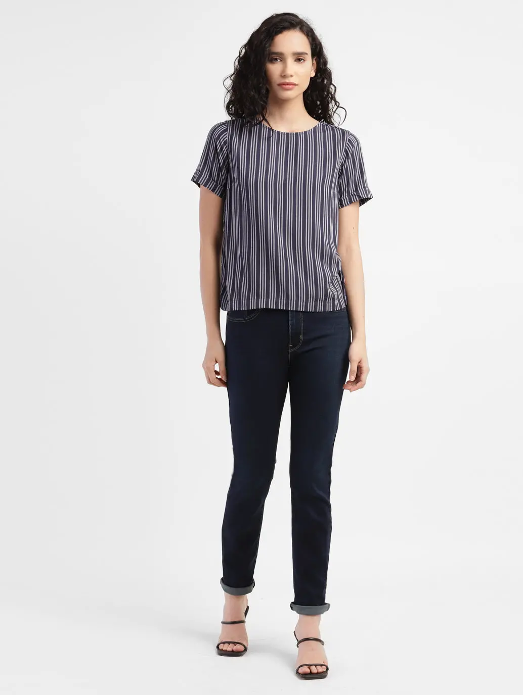 Women's 724 Blue Slim Straight Fit High Rise Jeans 1