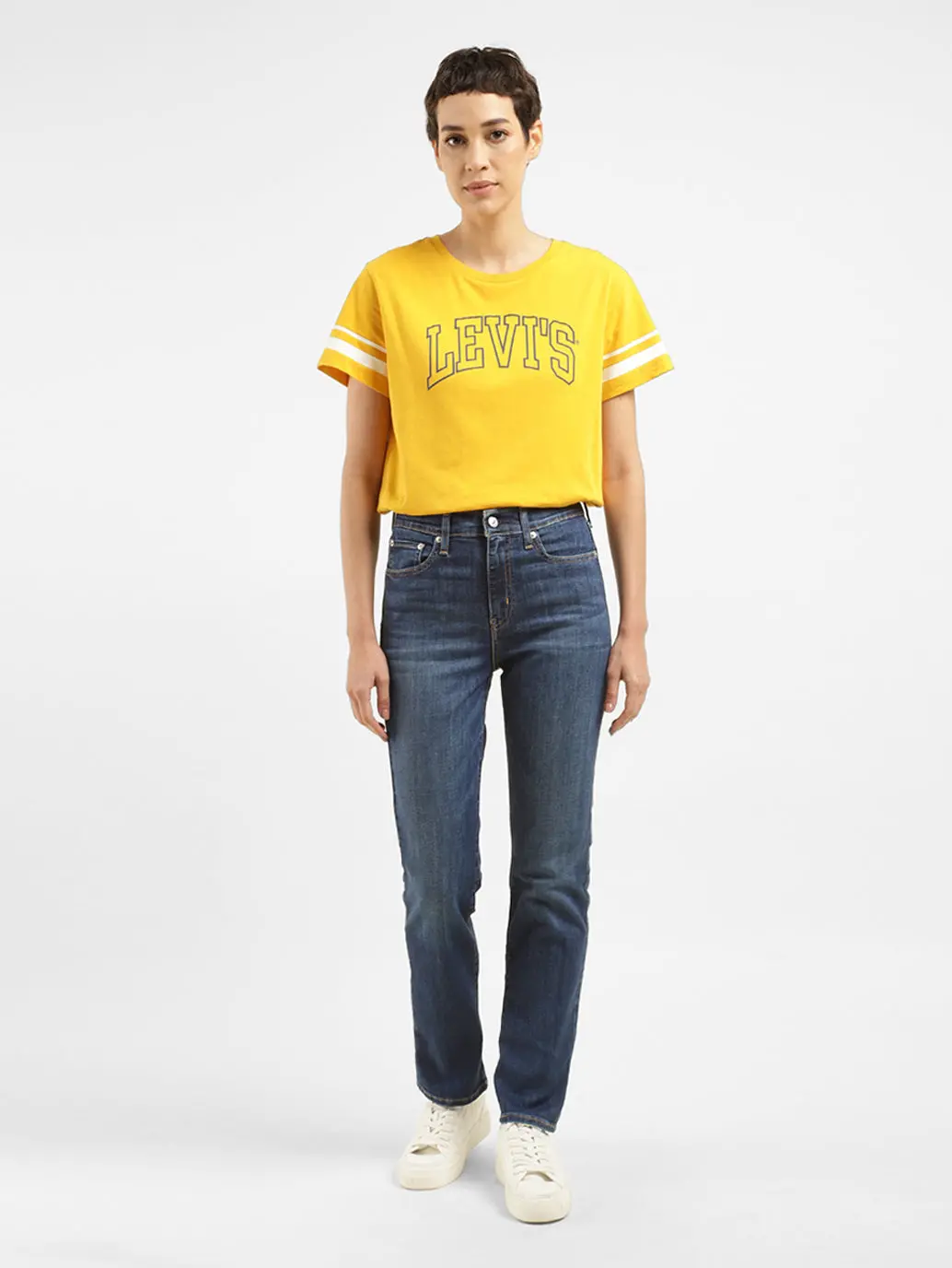 Women's 724 Blue Slim Straight Fit High Rise Jeans 1