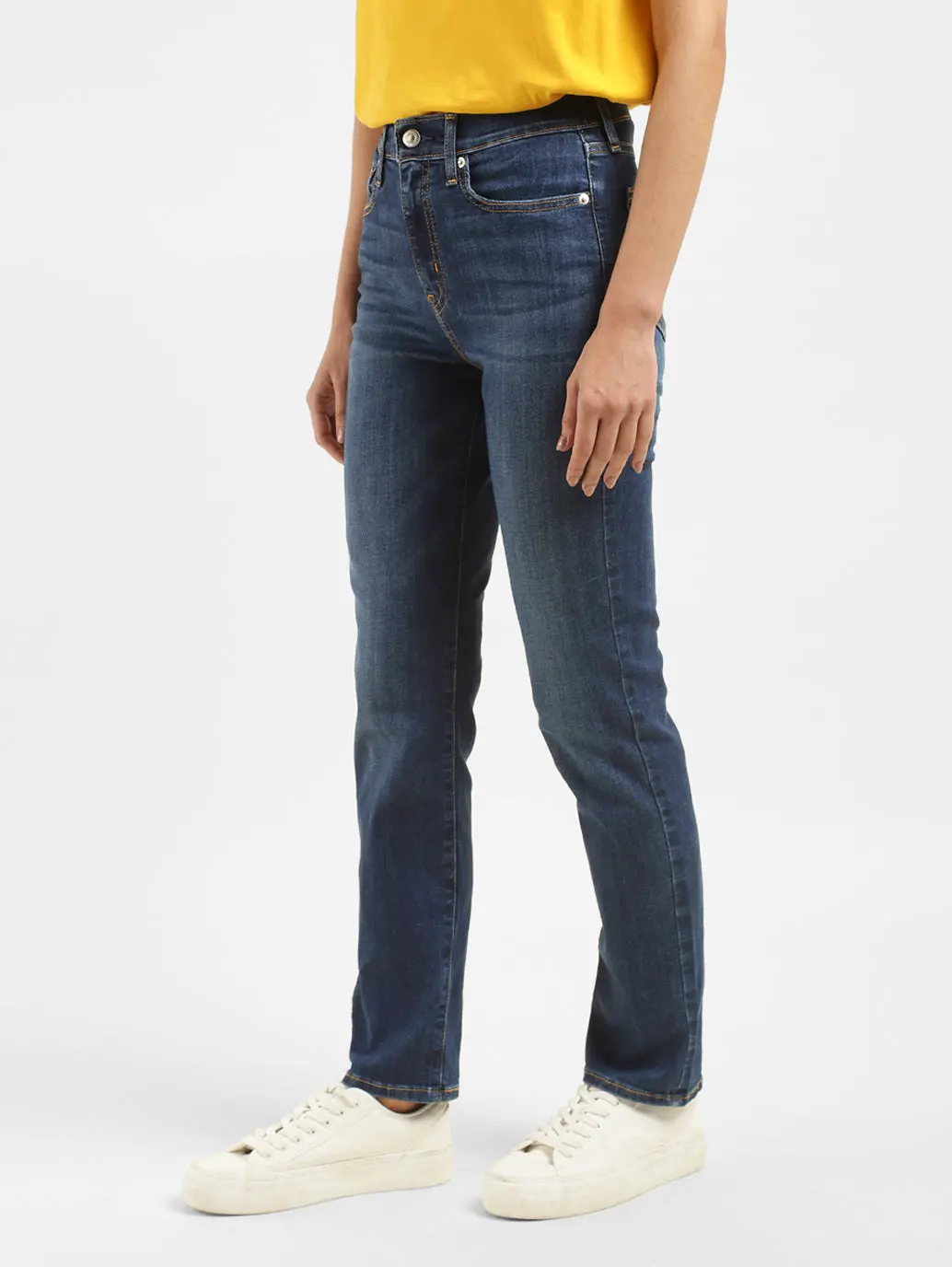 Women's 724 Blue Slim Straight Fit High Rise Jeans 5