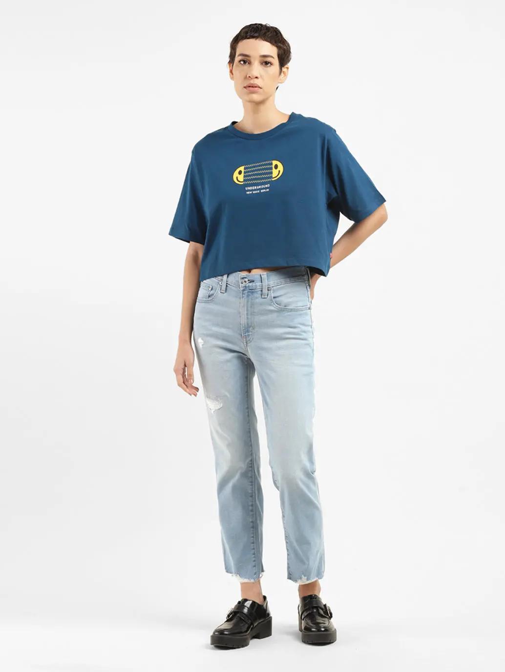 Women's 724 Blue Slim Straight Fit High Rise Jeans 1