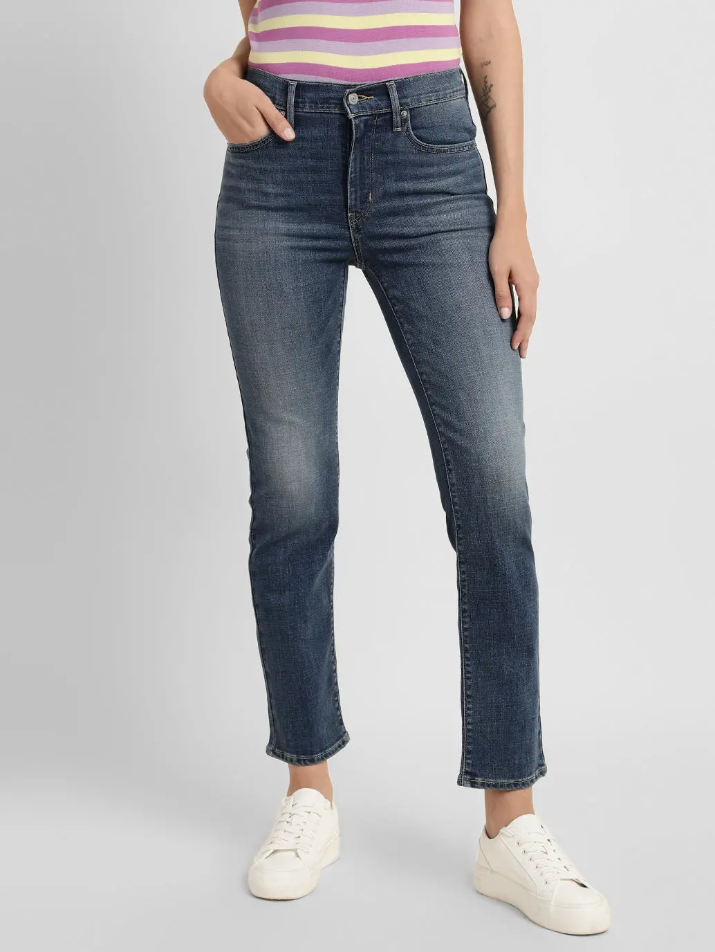 Women's 724 Blue Slim Straight Fit High Rise Jeans 1