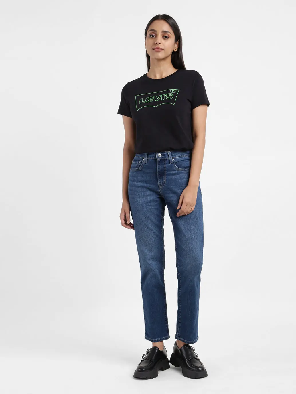 Women's 724 Blue Slim Straight Fit High Rise Jeans 1