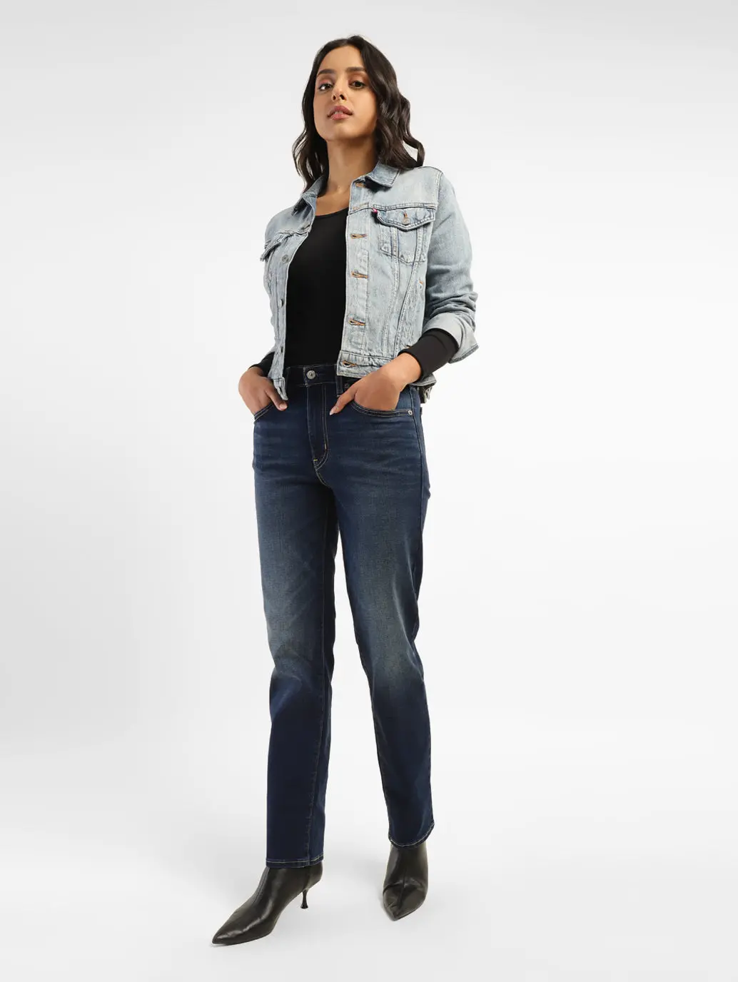 Women's 724 Blue Slim Straight Fit High Rise Jeans 1