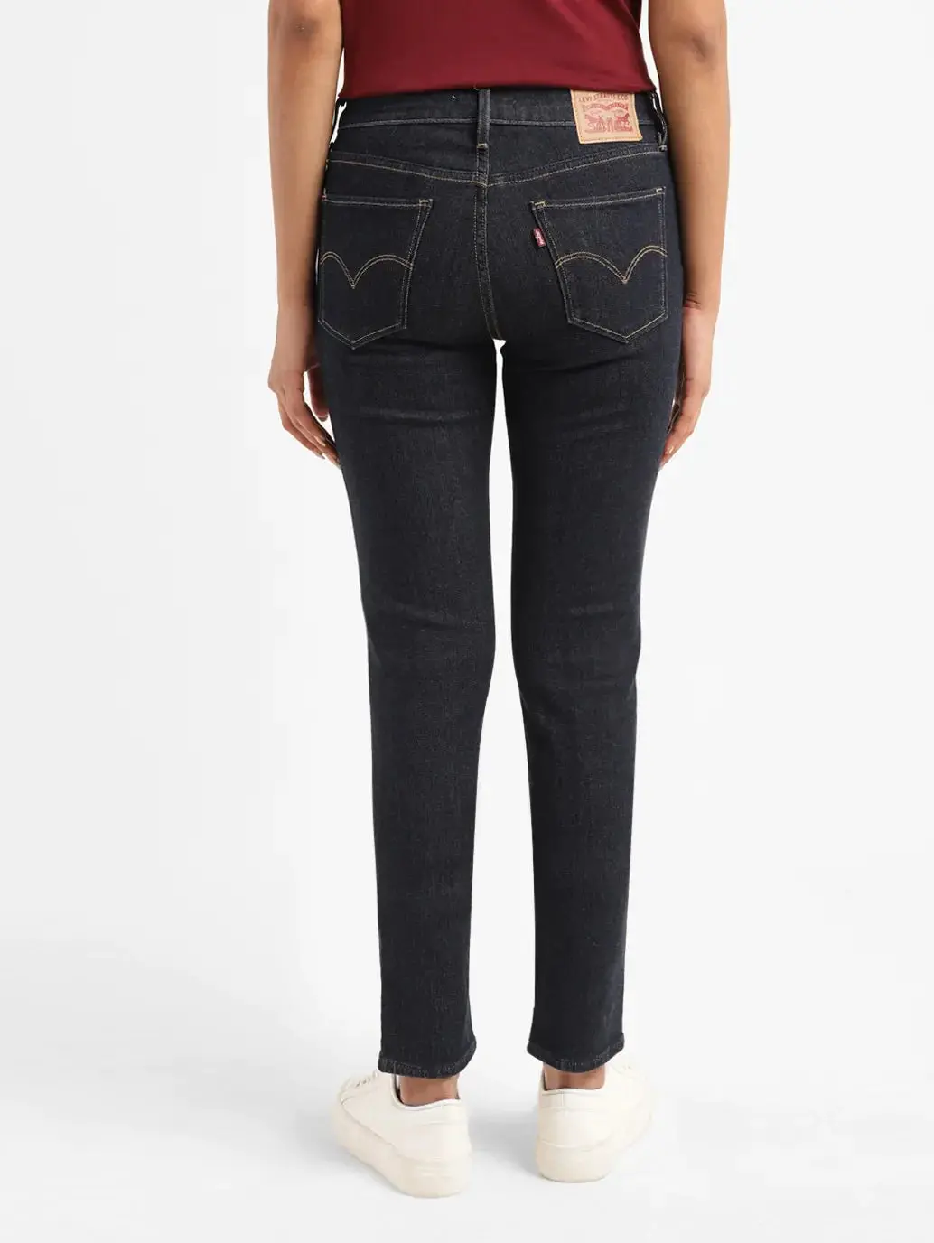 Women's 724 Navy Blue Slim Straight Fit High Rise Jeans 3