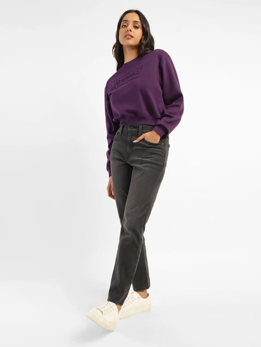 Women's 724 Grey Slim Straight Fit High Rise Jeans 1