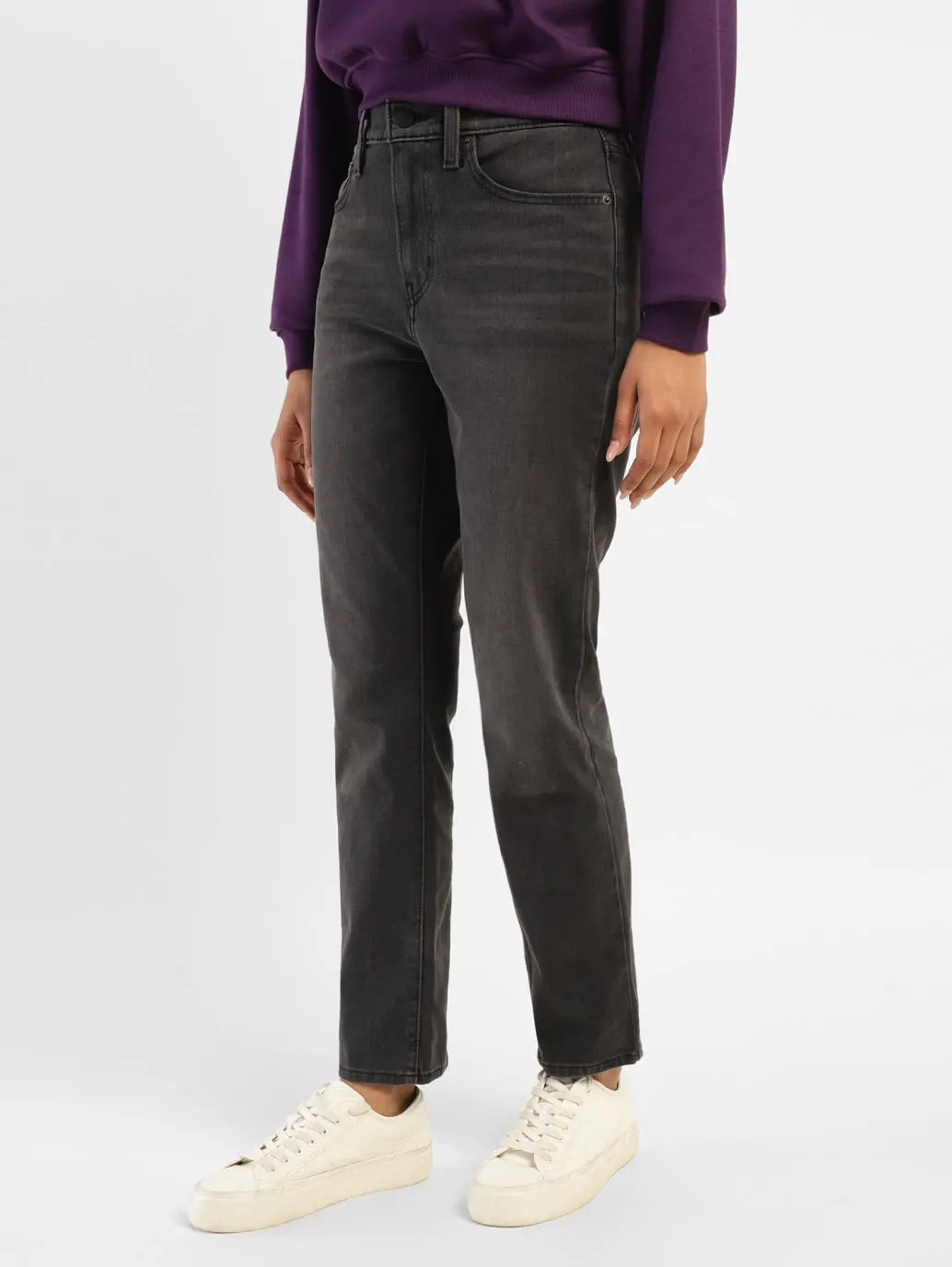 Women's 724 Grey Slim Straight Fit High Rise Jeans 5