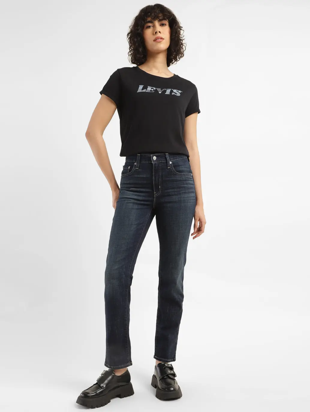 Women's 724 Blue Slim Straight Fit High Rise Jeans 1