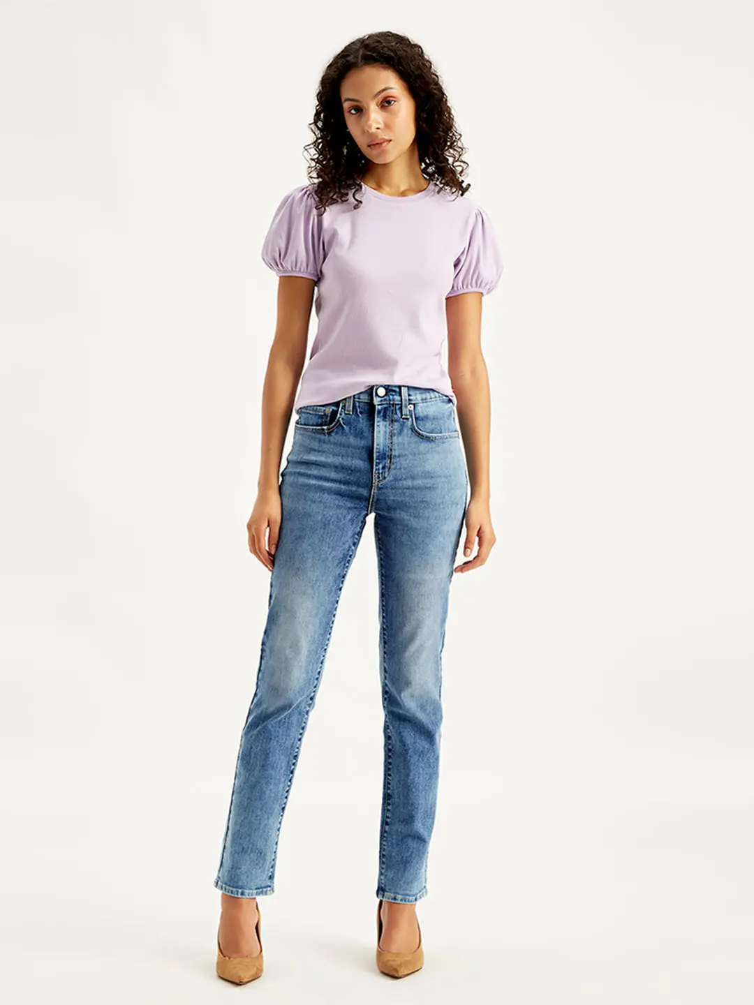 Women's 724 Blue Slim Straight Fit High Rise Jeans 1