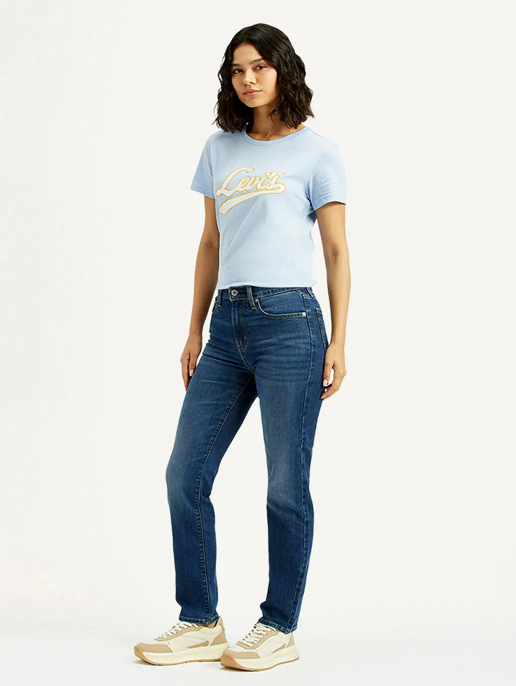 Women's 724 Blue Slim Straight Fit High Rise Jeans 1