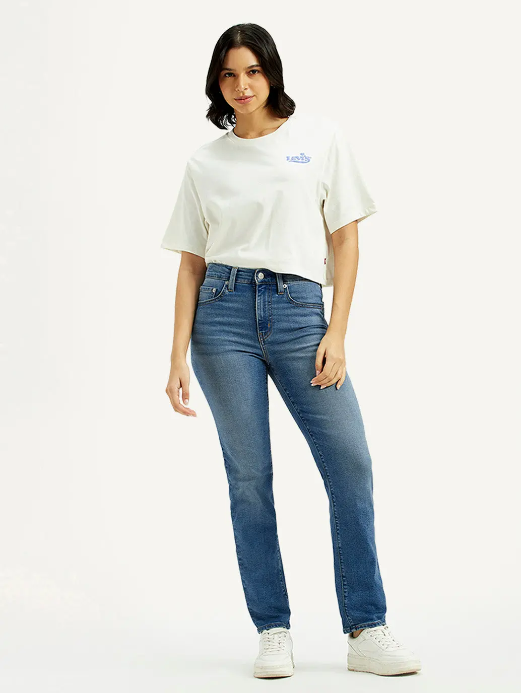 Women's 724 Med Indigo Slim Straight Fit High Rise Jeans 1