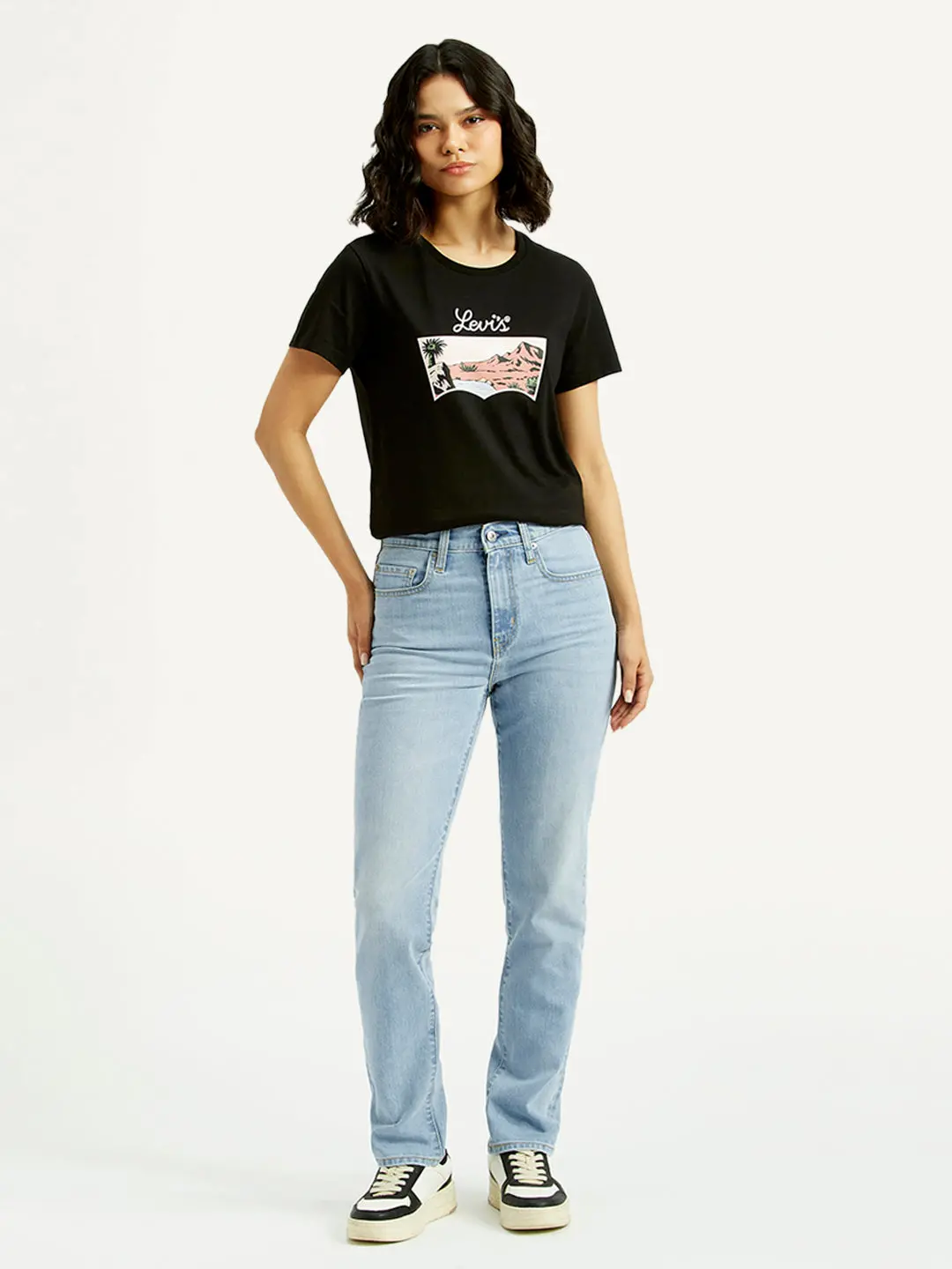 Women's 724 Light Blue Slim Straight Fit High Rise Jeans 1