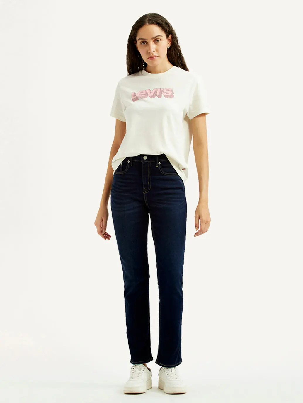 Women's 724 Dark Blue Slim Straight Fit High Rise Jeans 1