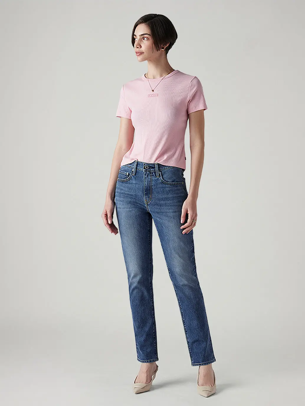 Women's 724 Med Indigo Slim Straight Fit High Rise Jeans 1