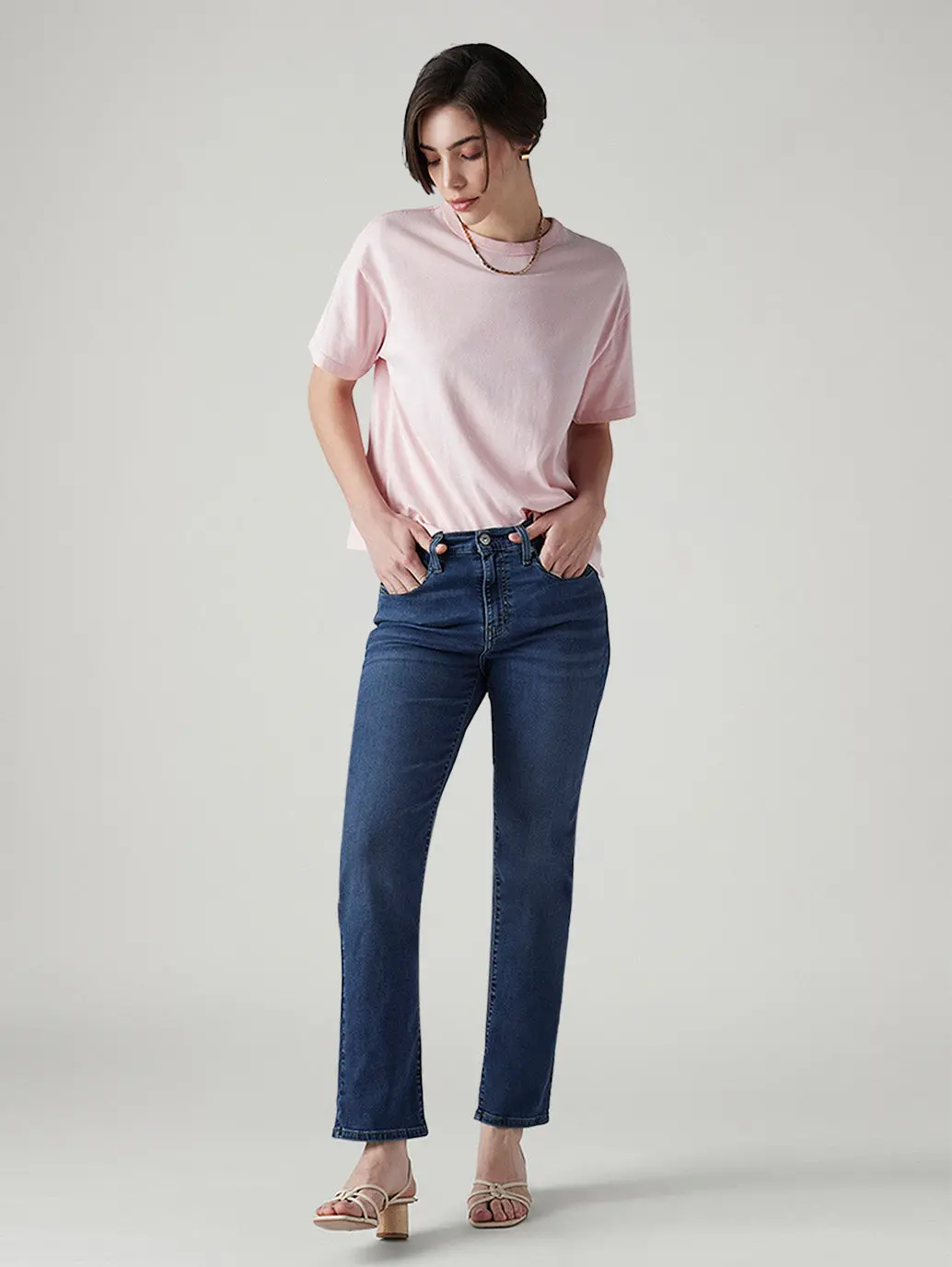 Women's 724 Blue Slim Straight Fit High Rise Jeans 1