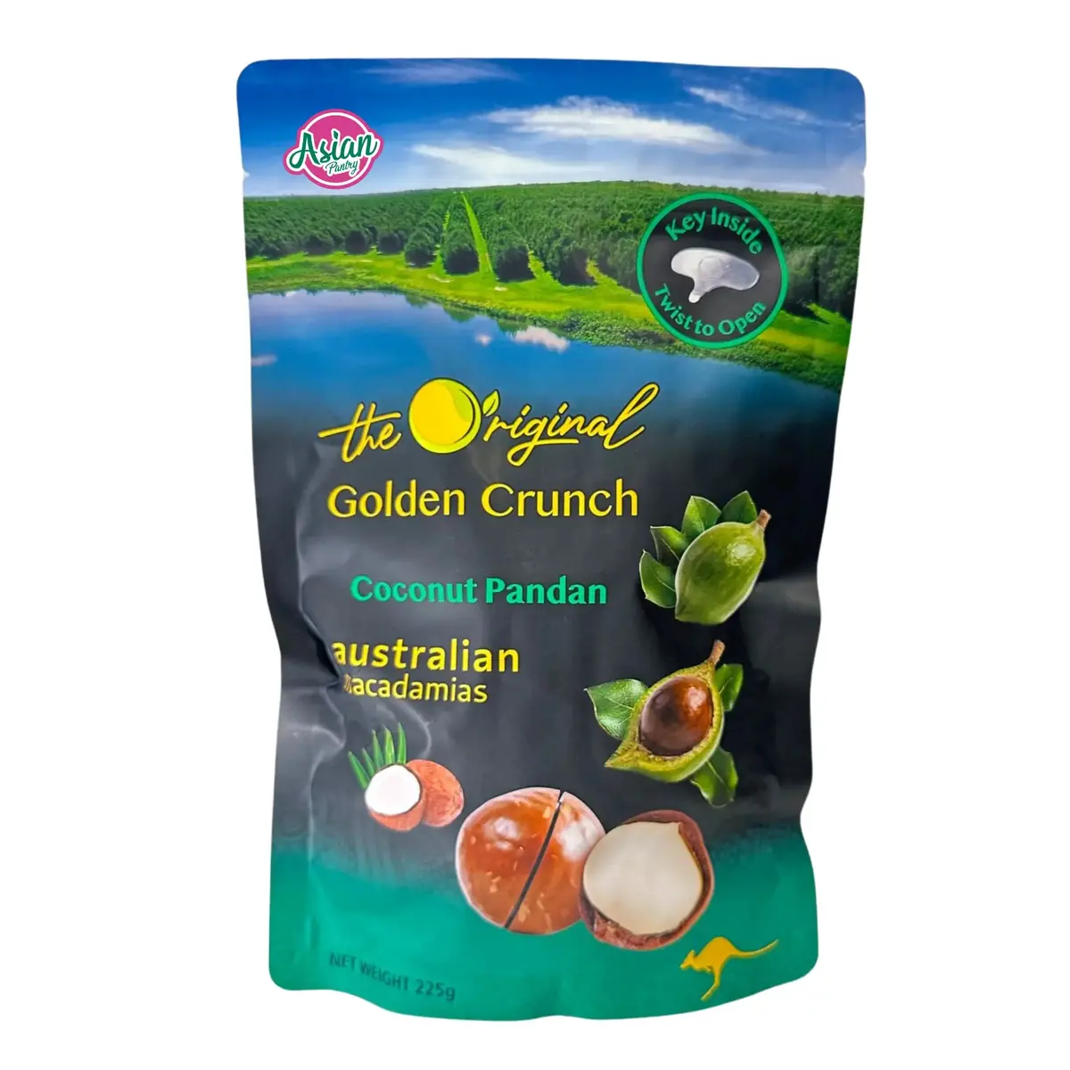 Golden Crunch Australian Macadamias Coconut Pandan 225G 1