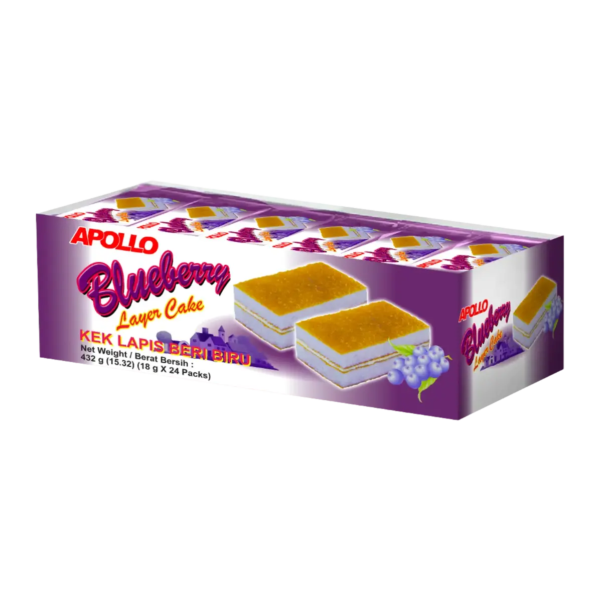 Apollo Blueberry Layer Cake 24Pk 432G 1