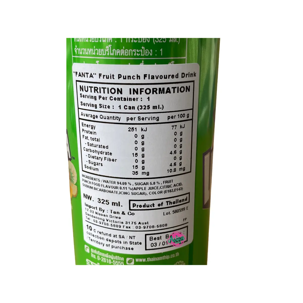 Fanta Fruit Punch Flavoured Drink (Green Soda) 325Ml 3