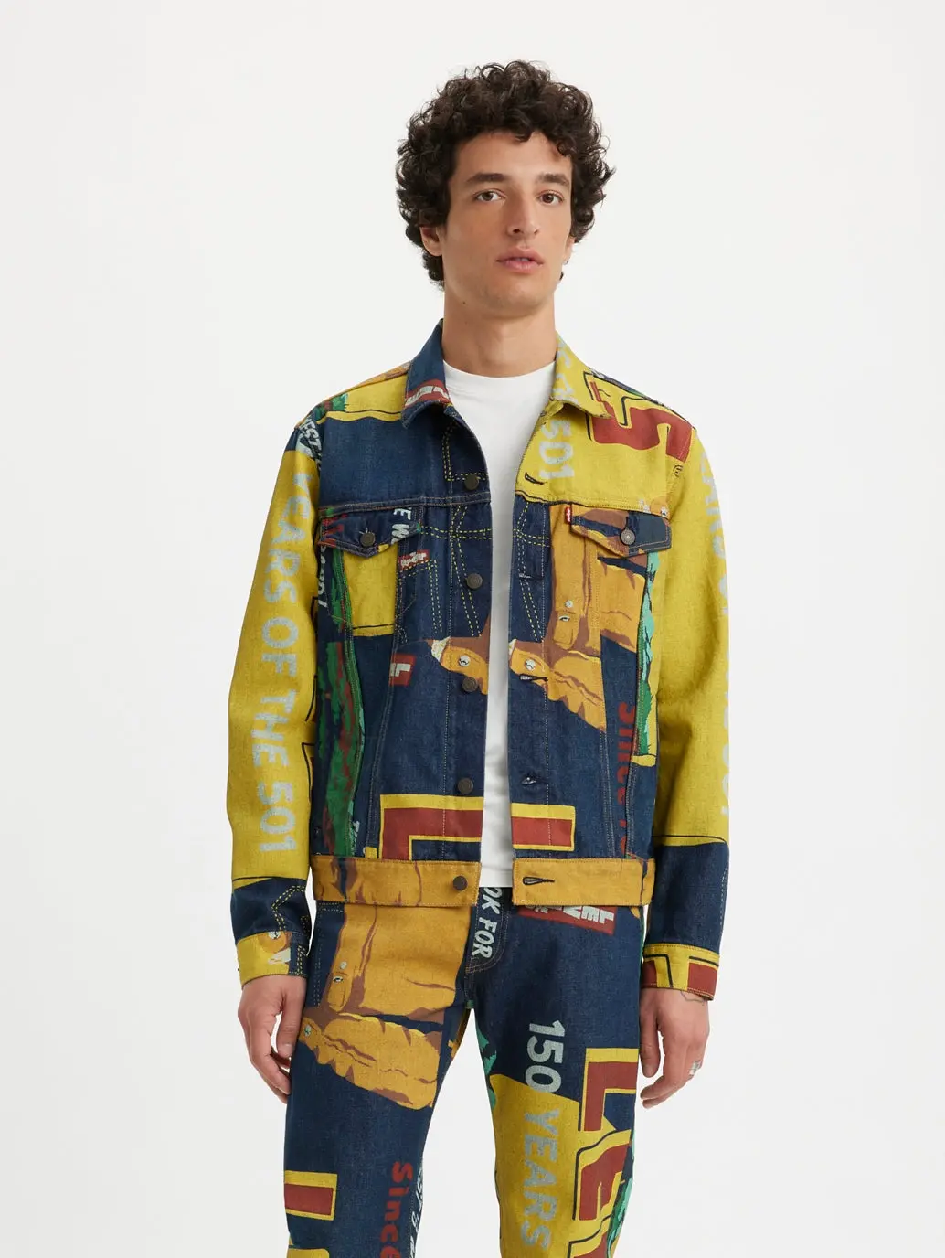 Men's Colorblock Collar Neck Denim Jacket 1
