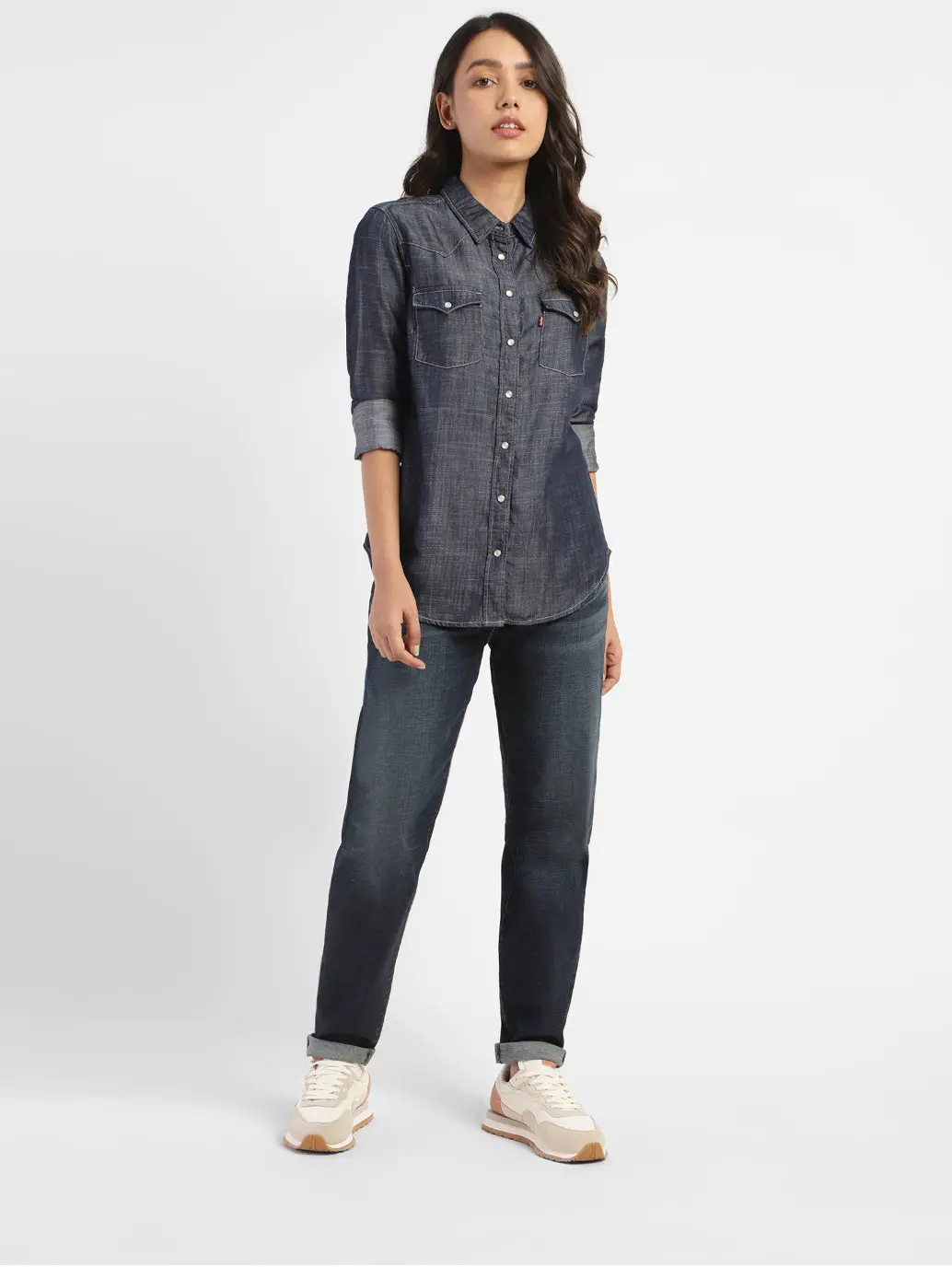 Women's Solid Shirt Collar Shirt 1