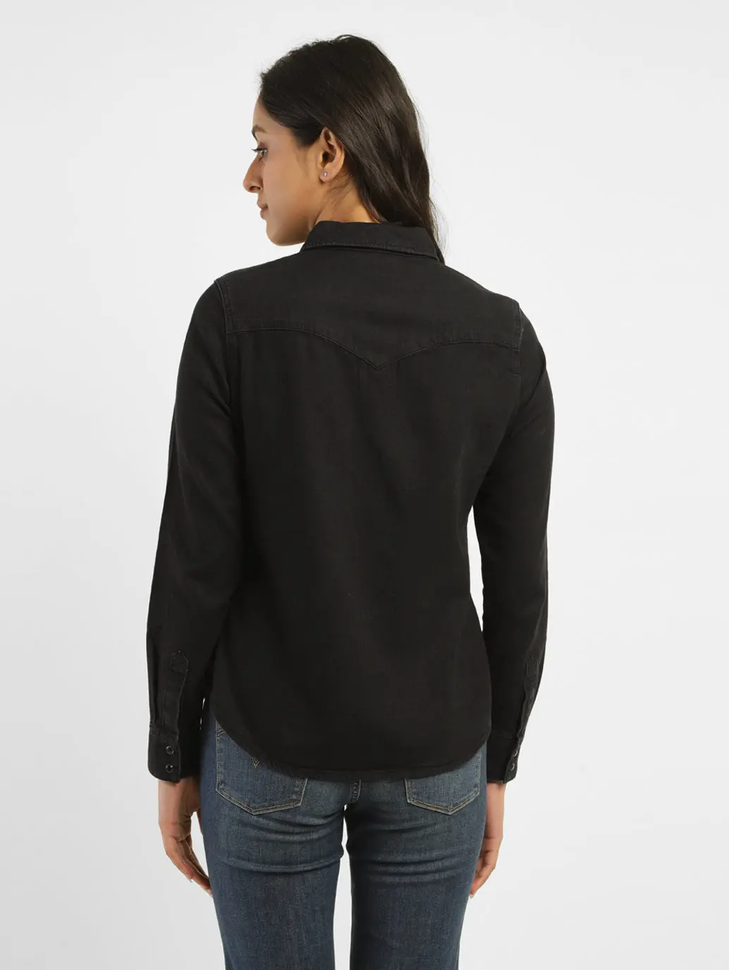 Women's Solid Spread Collar Shirt 3