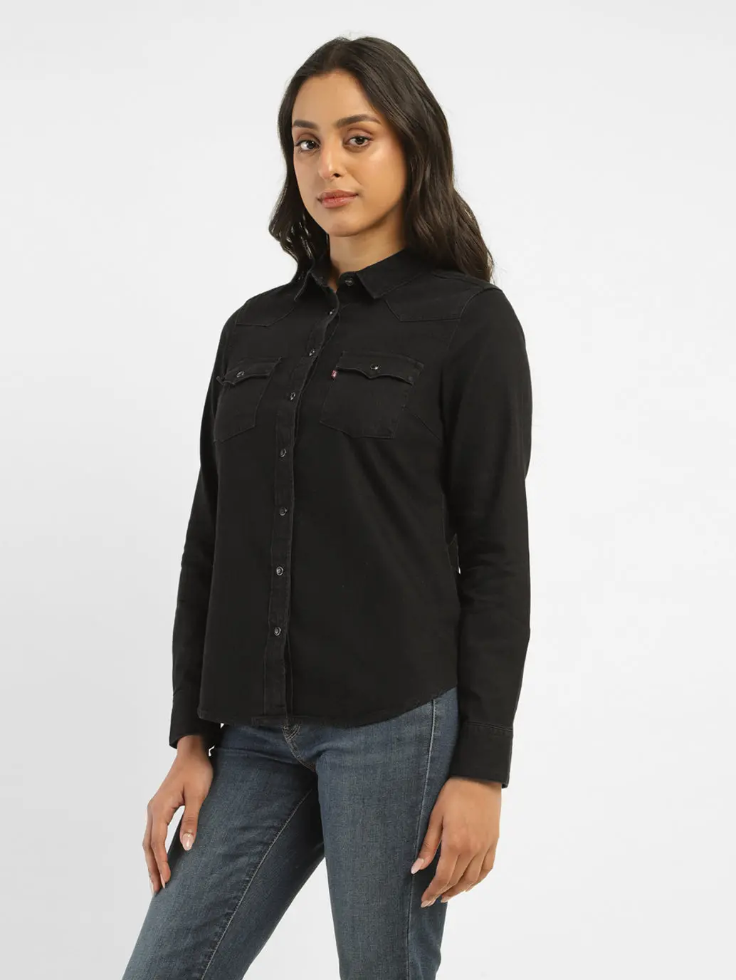 Women's Solid Spread Collar Shirt 4