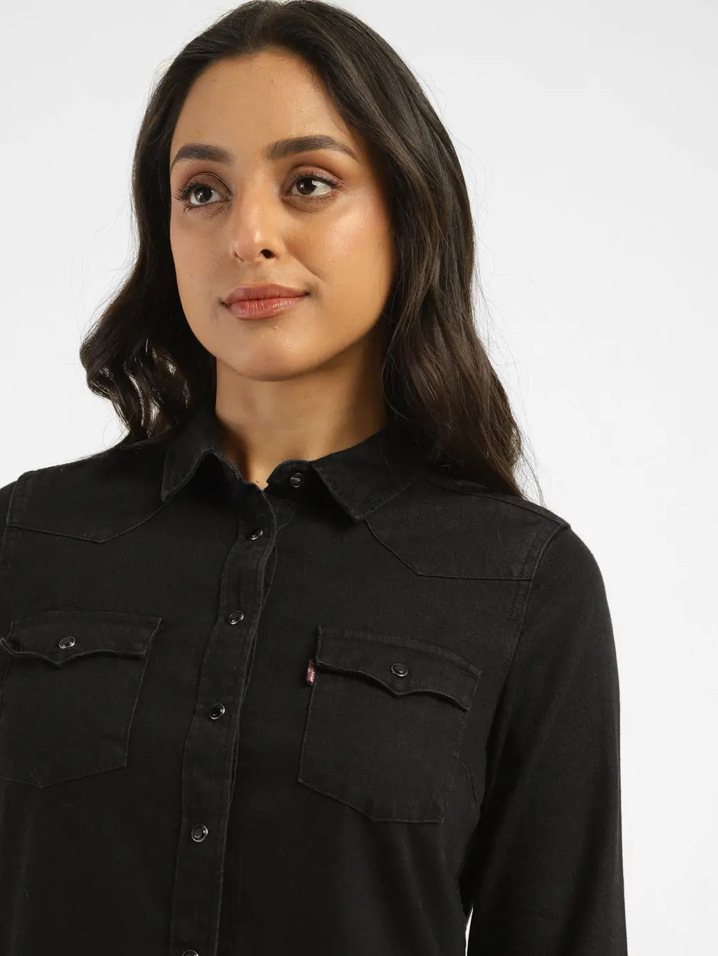 Women's Solid Spread Collar Shirt 5