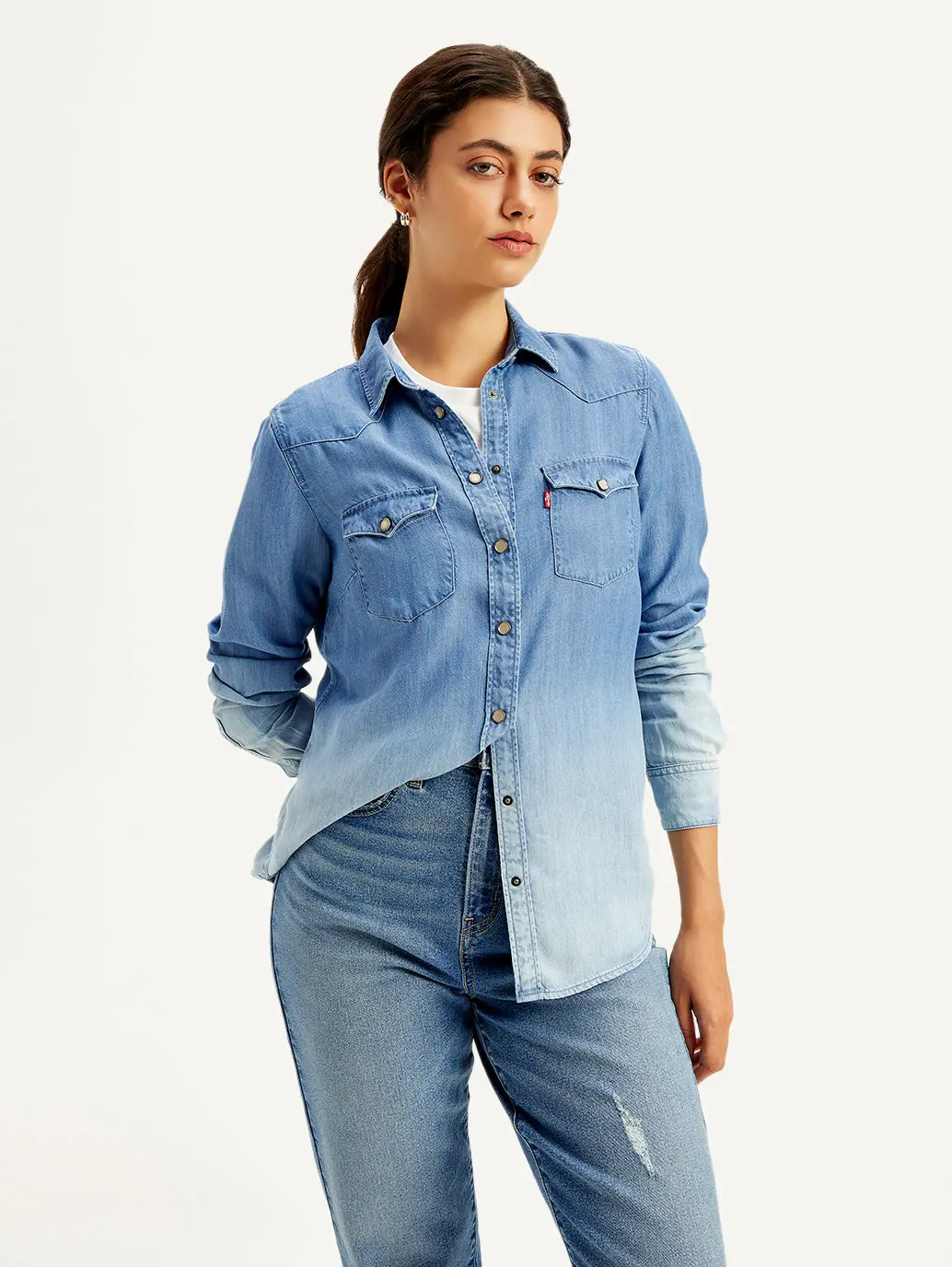 Women's Solid Regular Fit Denim Shirt 1
