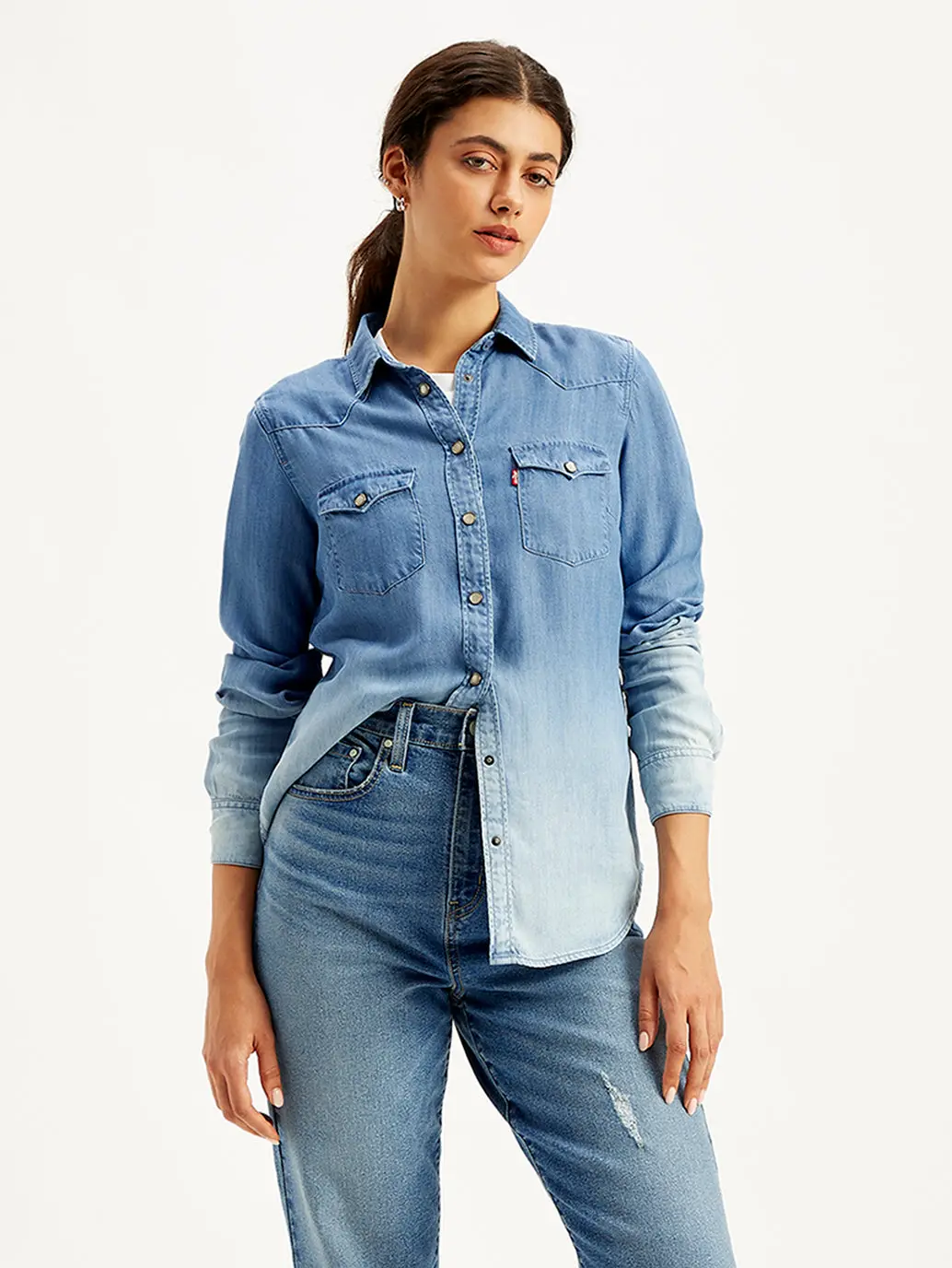 Women's Solid Regular Fit Denim Shirt 2