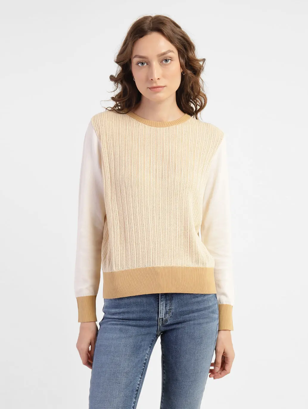 Women's Self Design Round Neck Sweater 1