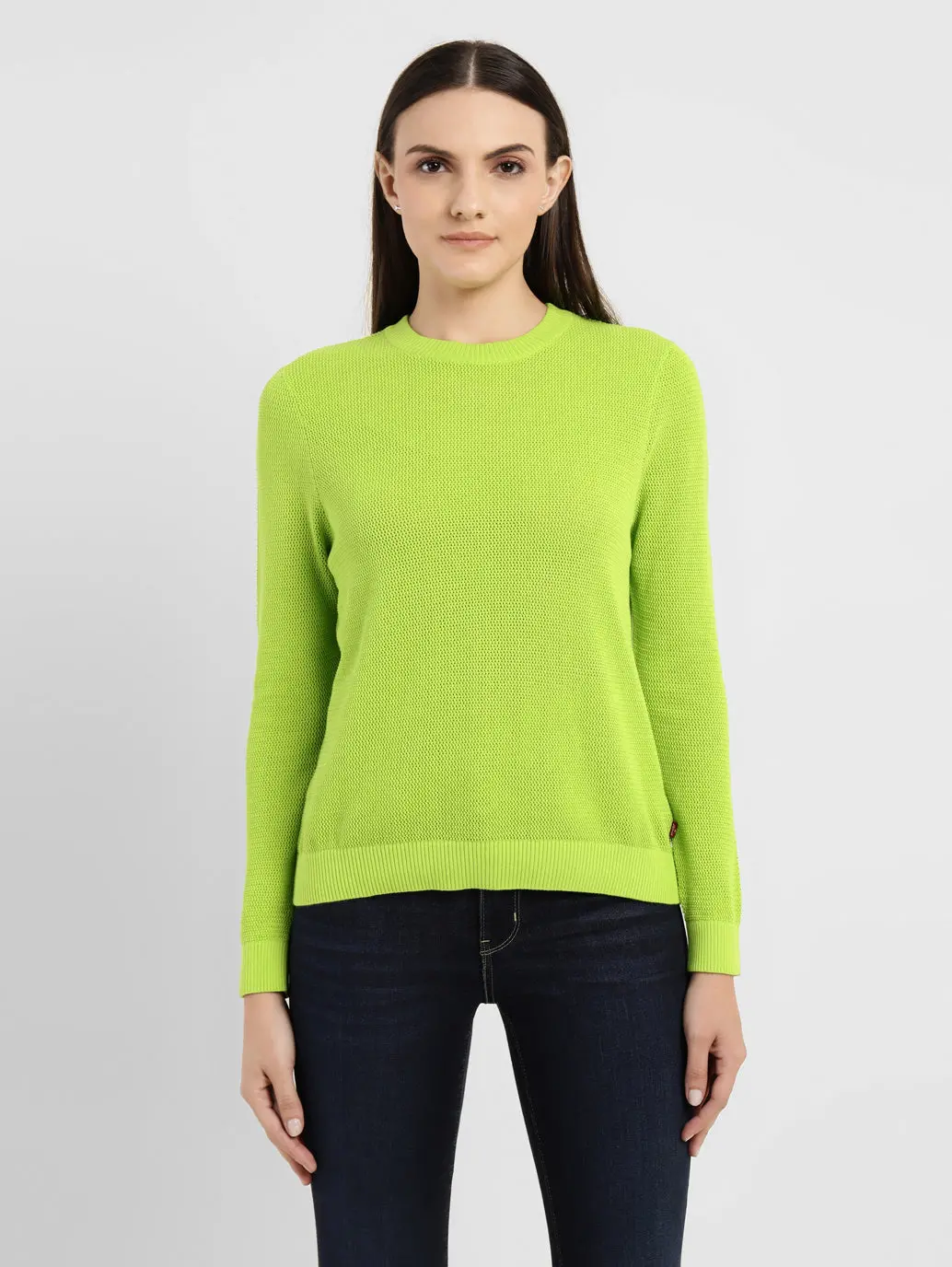 Women's Solid Round Neck Sweater 1