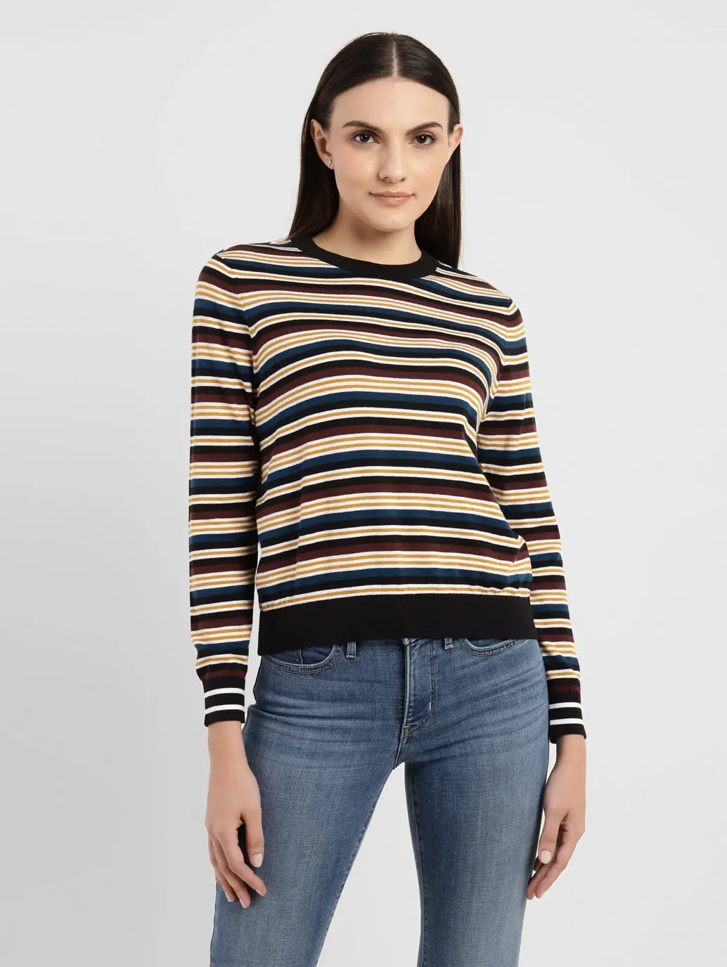 Women's Striped Crew Neck Sweater 1