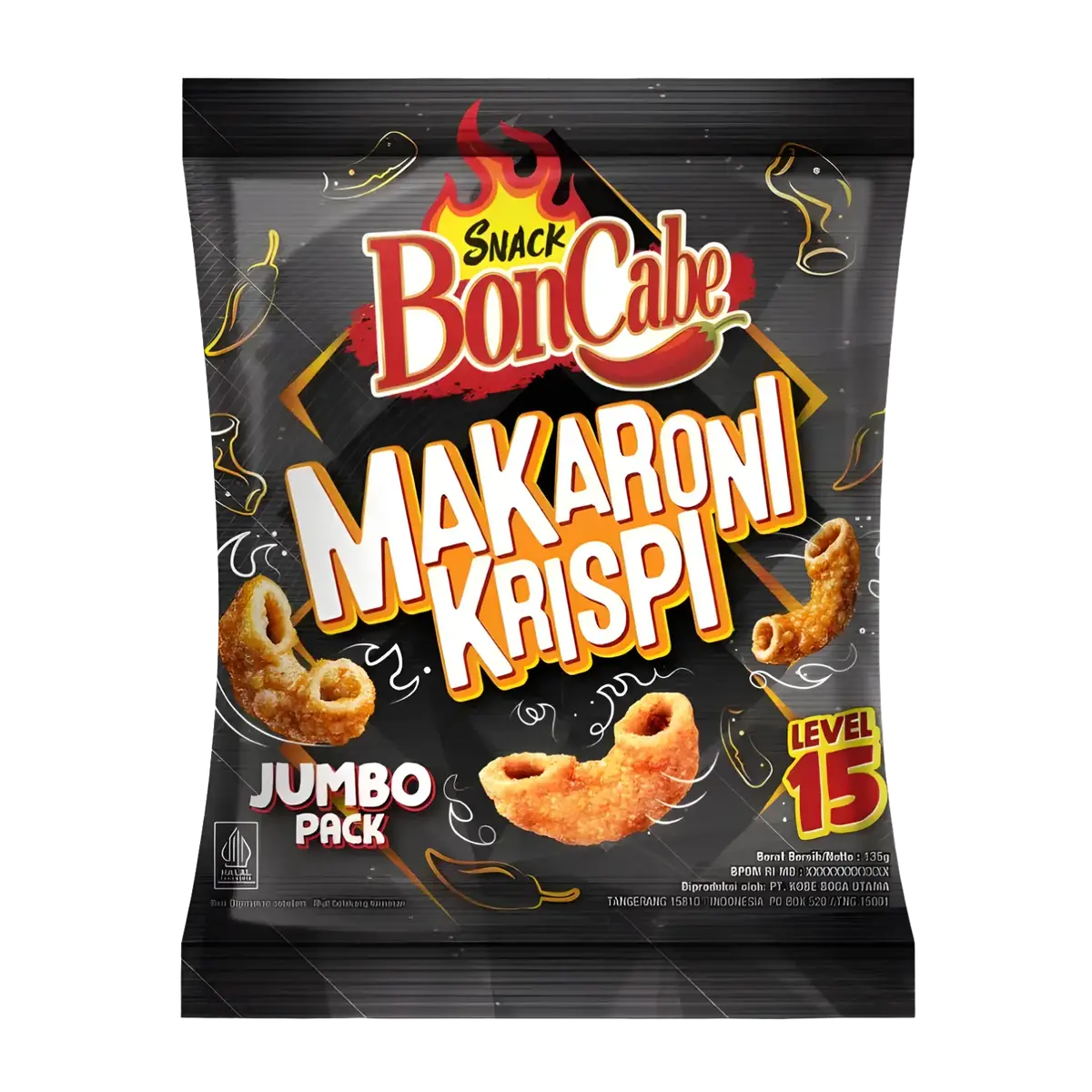 Kobe Boncabe Makaroni Krispi Level 15 Jumbo Pack 135G 1