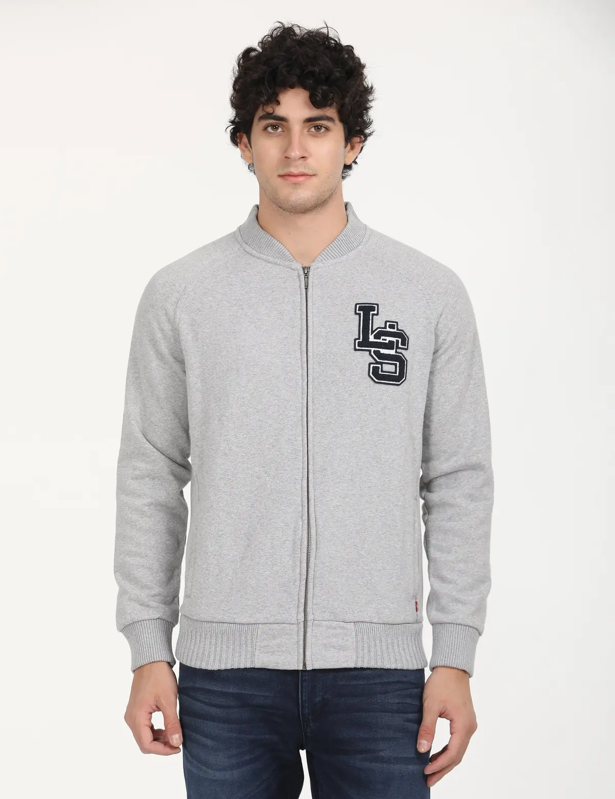 Men's Solid Grey Crew Neck Sweatshirt 1
