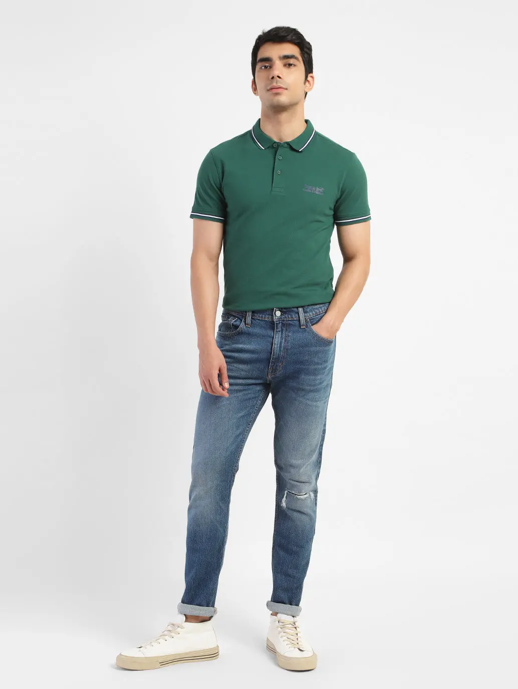 Men's Solid Polo T-Shirt Green 1