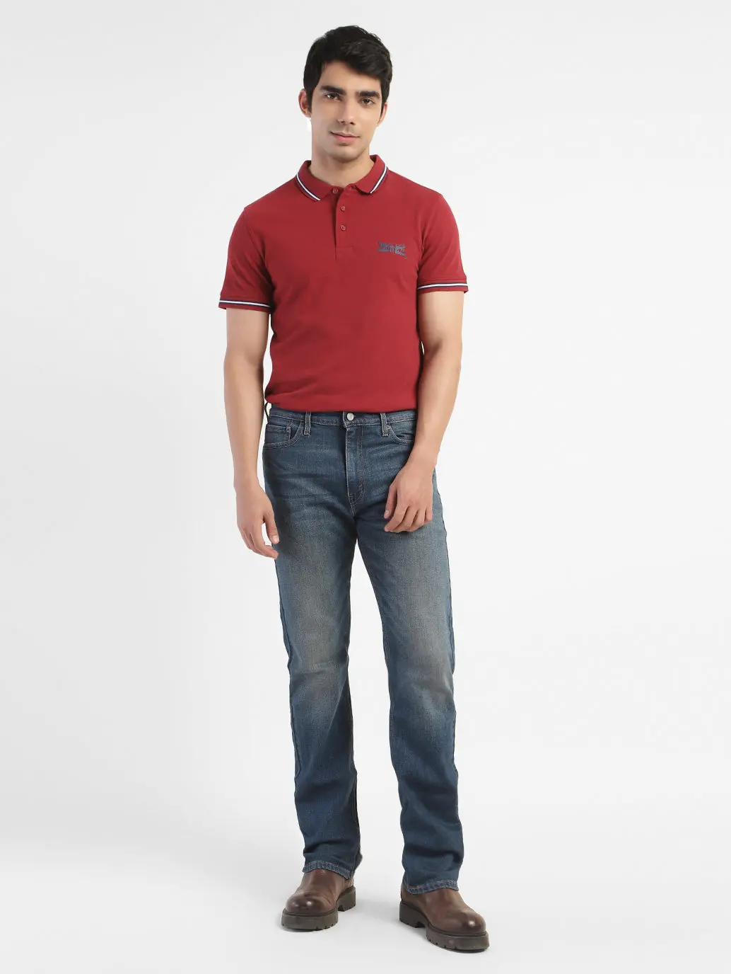 Men's Solid Polo T-Shirt Red 1