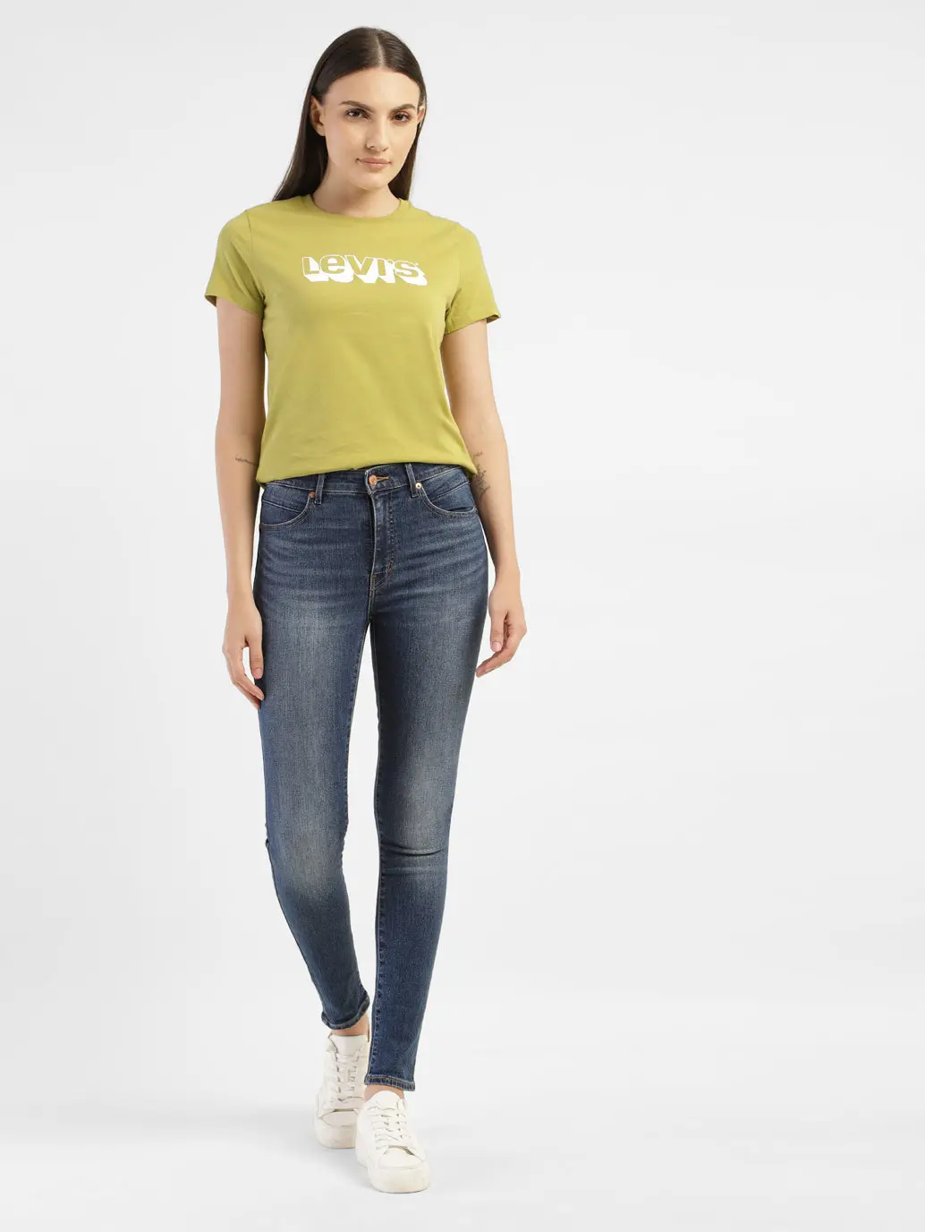 Women's Blue Shaping Wide Leg Fit High Rise Jeans 1