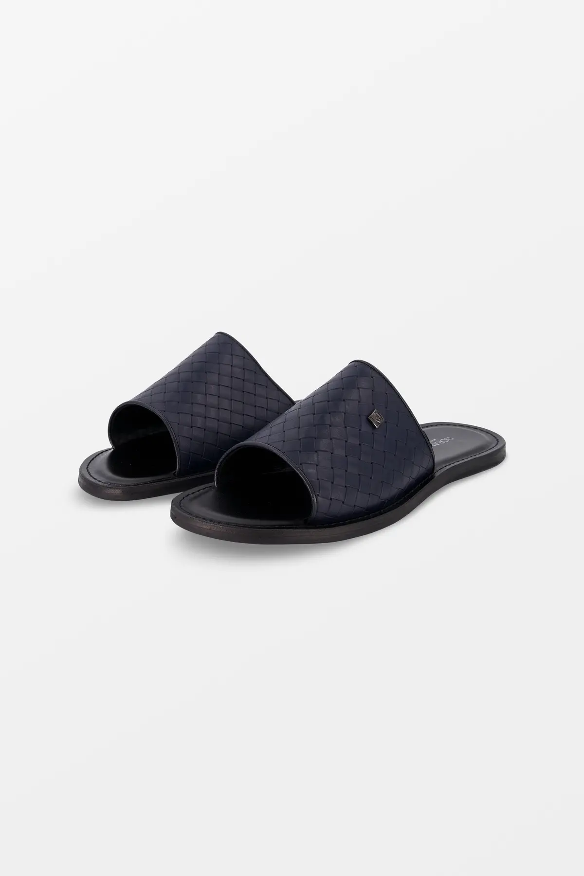 Fiorangelo Dark Blue Leather Slides 1